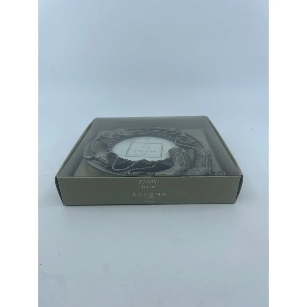 Sonoma Pewter Western Cowboy Boots Hat Pistol Photo‎ Frame 3.5x3.5